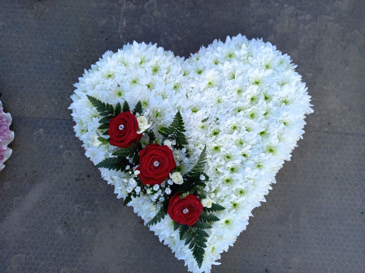Rose heart tribute by Wright Stripes Floristry