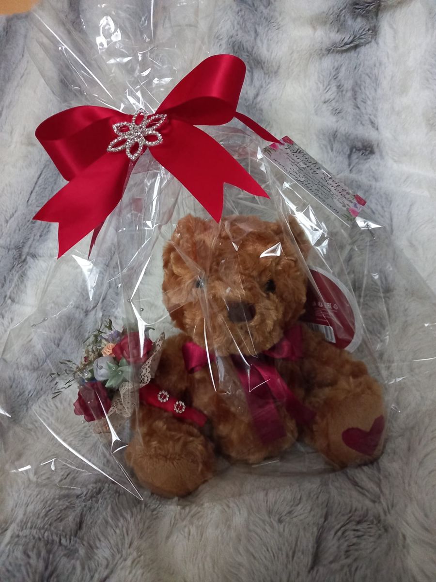 Flowers & teddy gift by Wright Stripes Floristry